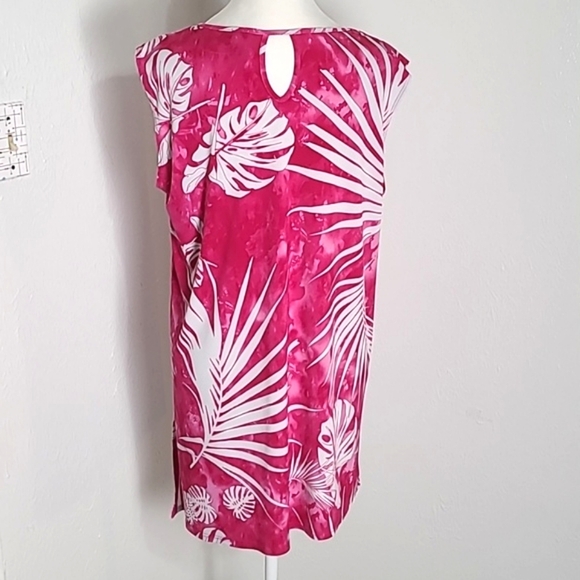 Clara Sun Woo Sleeveless Hot Pink & White Jersey Top Longer on One Side Sz M - Picture 7 of 10